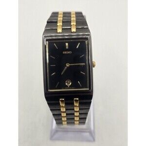 Seiko Men's Watch 7N39-5A29 Quartz Gold Black Stainless Steel Tank 38x26mm